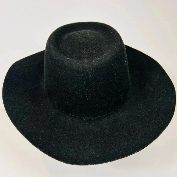 Felt Wool Cowboy Hat, S,  21.5”, Black, Stetson-Style, Western Country Festival - Picture 7 of 10